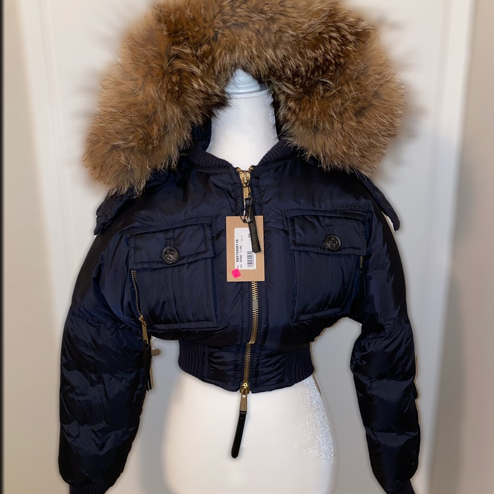 Dsquared2 Raccoon fur cropped jacket